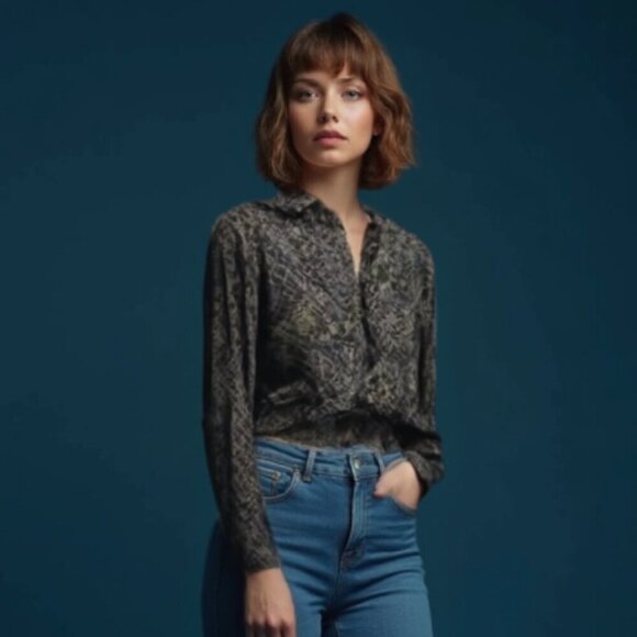 ❤️Splendid Patterned Long Sleeve Top L - Picture 1 of 10